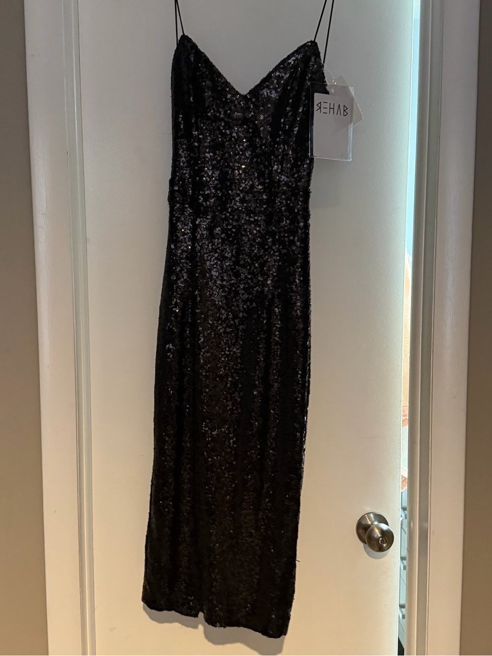 Shimmering Black Sequin Slip Dress - REHAB